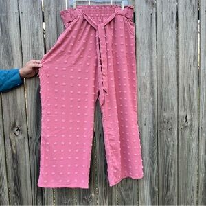 IWOLLENCE Pink Women's Pants with Tie Waist Sz 2XL